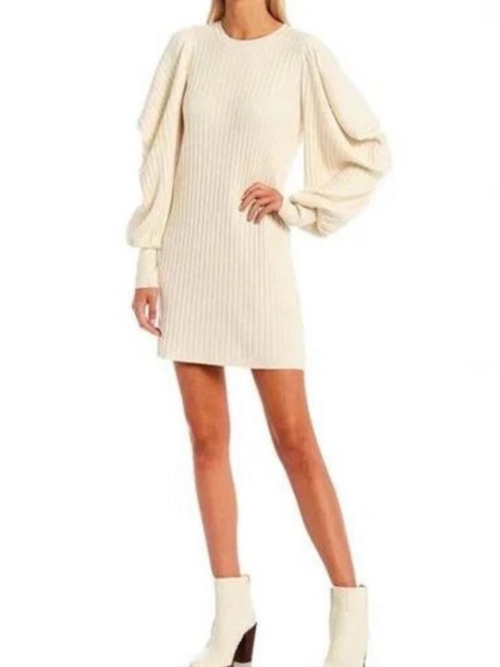 Ted Baker ribbed knit willowaa dress puffed long sleeves